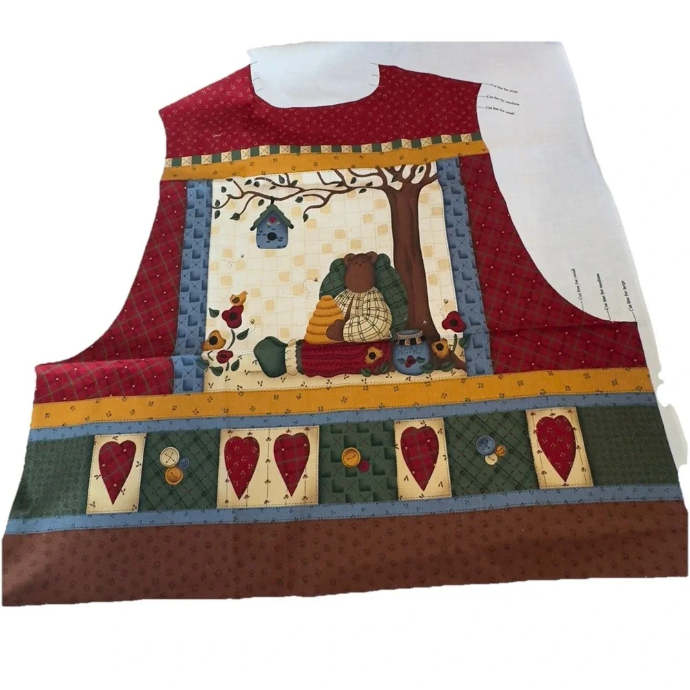 Country Beans At Heart Vest Fabric Panel Leslie Beck Quilting Sewing Craft NOS